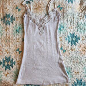 White Tank Top w/ Lace Trim